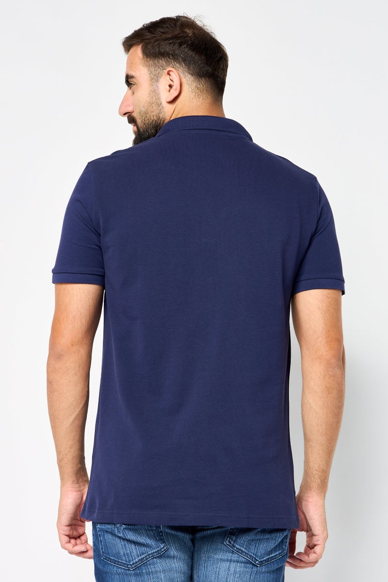 JOHN RICHMOND Men Regular Fit Brand Logo Short Sleeves Polo Shirt, Navy - Image 2