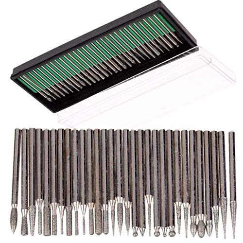 DIY Crafts 30 Pieces Rotary Tool Bits – Diamond Tipped Deburring and Engraving Set – For a Range of Surfaces in a Variety of Sizes (Shape No # 1, Diamond Burr) - Image 3