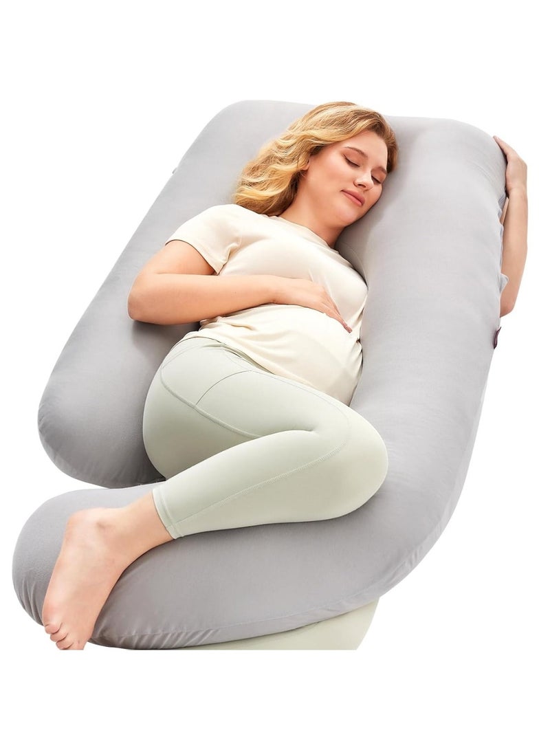 زابروس وسادة الحمل بشكل J من Zaprus – وسادة للجسم بالكامل بحشوة ميموري فوم، غطاء داخلي للحماية وغطاء خارجي ملوّن فاخر – دعم للظهر والبطن والرأس والوركين والساقين – نوم مريح خلال الحمل - Image 1