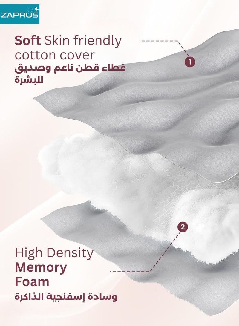 زابروس وسادة الحمل بشكل J من Zaprus – وسادة للجسم بالكامل بحشوة ميموري فوم، غطاء داخلي للحماية وغطاء خارجي ملوّن فاخر – دعم للظهر والبطن والرأس والوركين والساقين – نوم مريح خلال الحمل - Image 2