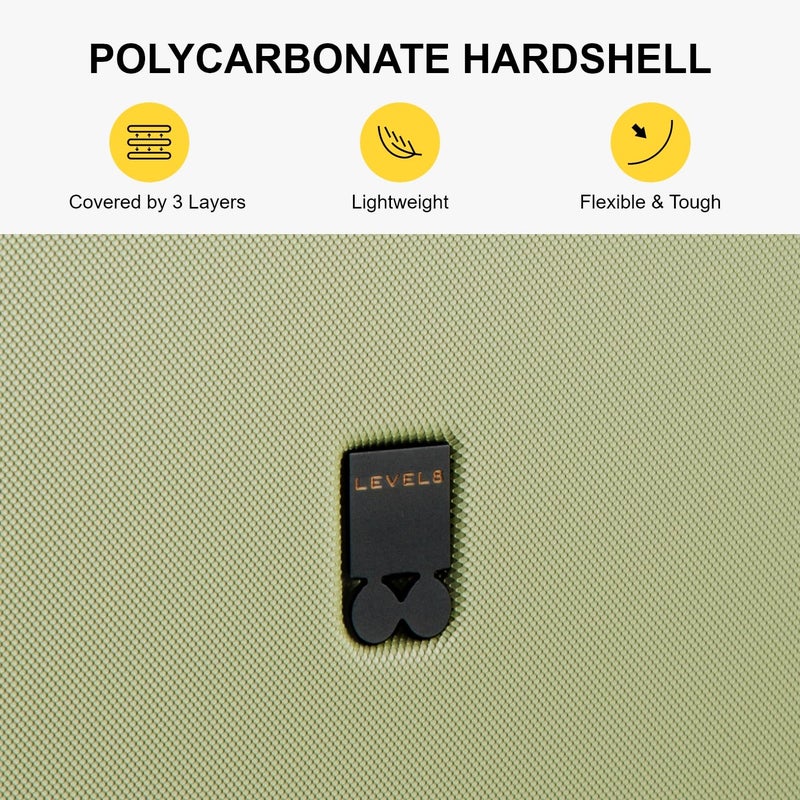 LEVEL8 Carry on Luggage Airline Approved with Spinner Wheels, Lightweight Luminous Textured Travel Bags for Women Men, Tsa Lock Cabin Suitcase, 20 Inch, Pickle Green - Image 4