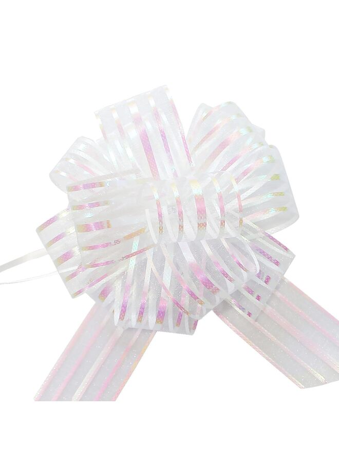 5 PCS Large pull bows, 6" Gift Bow for wrapping gift wedding ribbon bows or flower decorations, Christmas party birthday Valentine's Day gift wrapping(WHITE) - Image 1