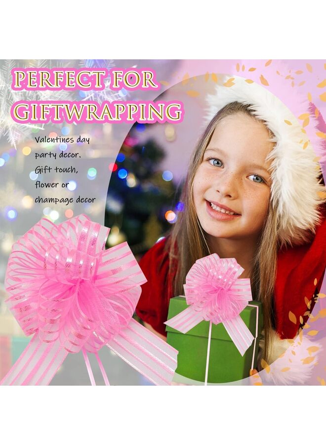 5 PCS Large pull bows, 6" Gift Bow for wrapping gift wedding ribbon bows or flower decorations, Christmas party birthday Valentine's Day gift wrapping(WHITE) - Image 2