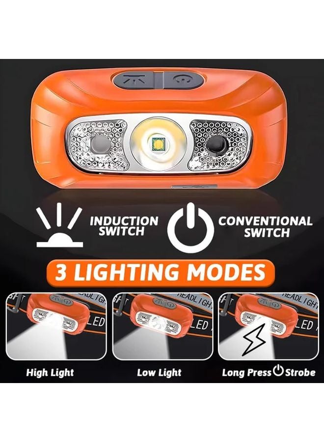 Motion Sensor LED Headlamp USB Rechargeable Portable Emergency Flashlight Green - Image 5