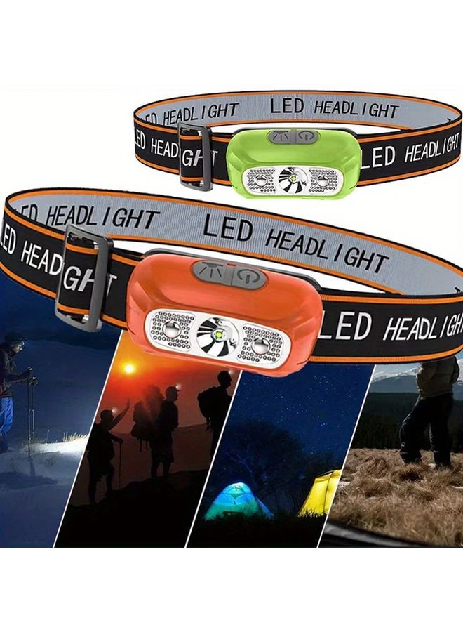 Motion Sensor LED Headlamp USB Rechargeable Portable Emergency Flashlight Green - Image 3