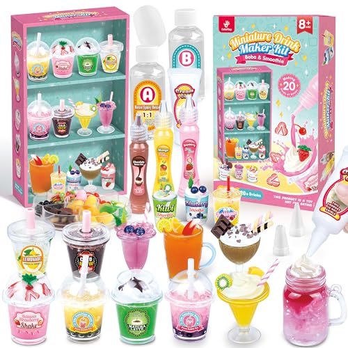 ColoPlay 20 PCS Miniature Drink Marker Kit Miniature Food Toys Kitchen Pretend Food DIY Crafts Kits for Kids Ages 812 Girls Gift for Christmas Birthday Collectors Resin Play NOT Edible - Image 1