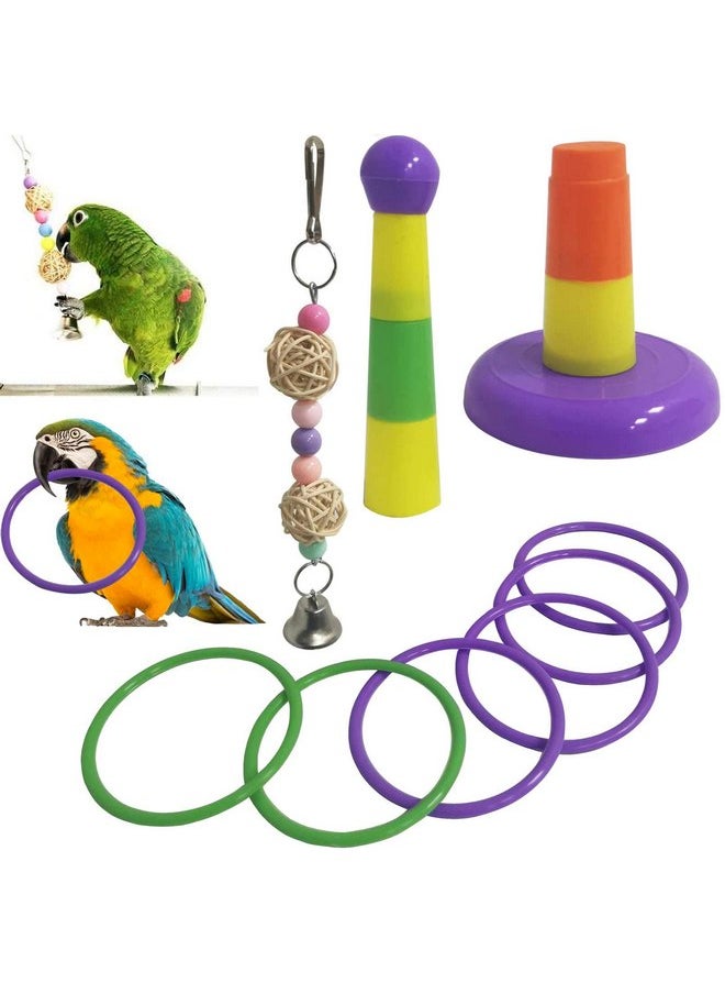 Kathson - kathson 5PCS Bird Hides Coconut Nest with Ladder Perches Hanging Parrot House Cage Natural Coconut Fiber Parakeet Chewing Toys Intelligence Training Rings for Small Budgies Cockatiels - Image 1