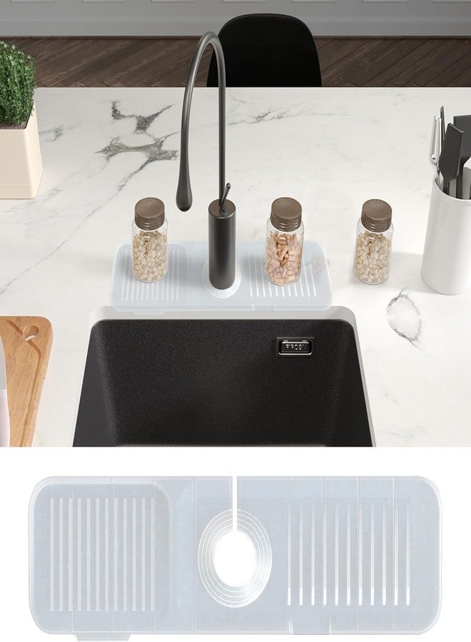 BEING CART 3-in-1 Transparent Kitchen Sink Splash Guard 14x3.9 Inches | Silicone Faucet Protector Mat with 5 Degree Ramp | Anti Splash Barrier for Sink Counter, Bathroom, and RV Use - Image 2