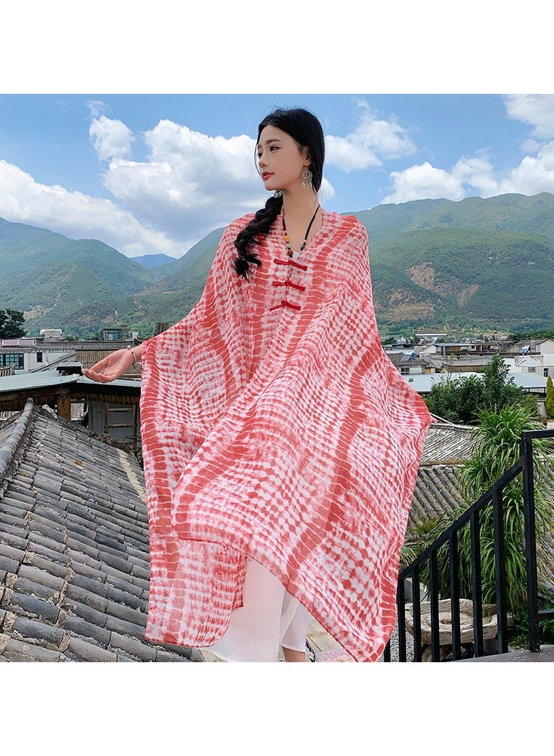 Retro personality is comfortable, with a large cape pullover is versatile, natural and breathable, and wears a buckle shawl 