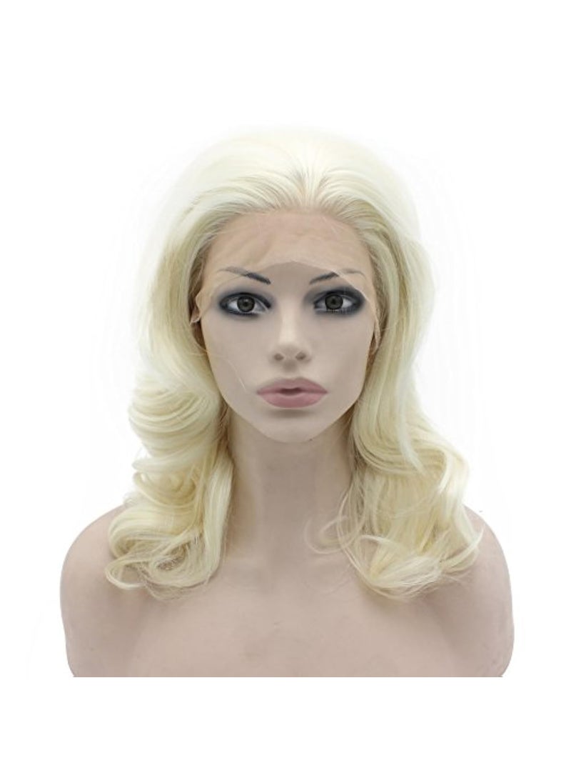 MX angel - Mxangel Medium Long Wavy Celebrity Synthetic Lace Front Light Blond Wig Natural - Image 1