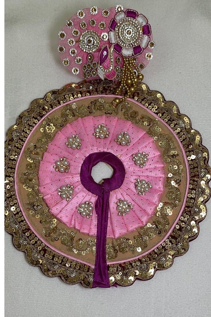 Janmashtmi special Laddu Gopal poshak/ Dress/Beautiful blend of pink base with purple accents and golden border, creating a rich and regal look / Size ; 10 inches,can fit upto lalla upto size 5 Number. - Image 1