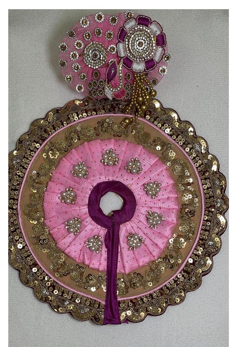 Janmashtmi special Laddu Gopal poshak/ Dress/Beautiful blend of pink base with purple accents and golden border, creating a rich and regal look / Size ; 10 inches,can fit upto lalla upto size 5 Number. - Image 2