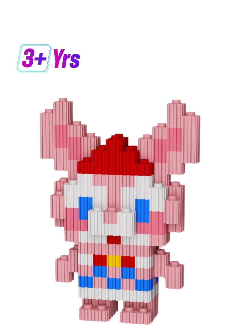 Miniature Small Particle Puzzle Building Blocks Gift Children's Educational Toy Puzzle (Pink Bunny) - Image 1