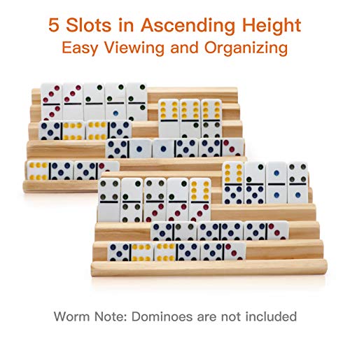 plusvivo Domino Racks Set of 2 Wooden Domino Trays Holders Organizer for Mexican Train and Other Dominoes Games 10 x 55 x 079 Inches Dominoes NOT Included - Image 5