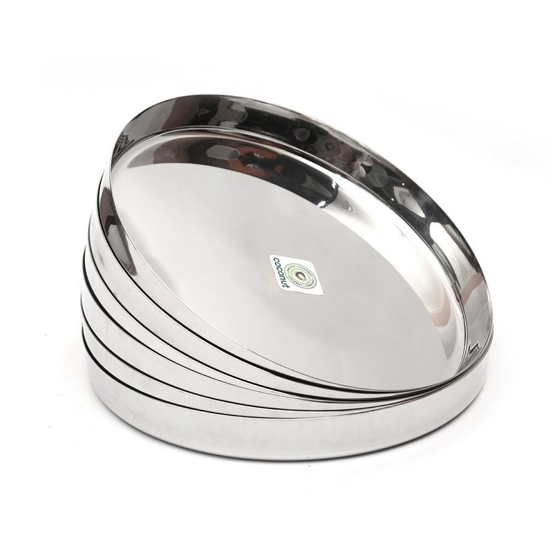 Coconut طبق عشاء من الفولاذ المقاوم للصدأ جوز الهند - 6 قطع - القطر - 12 بوصة لكل طبق - Image 2