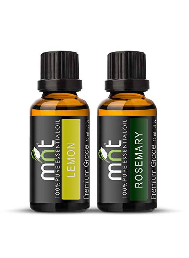 MNT Combo of Rosemary Oil and lemon Essential Oil (Each 15ML) Ideal for use in Hair loss Treatment Promotes Hair Growth Moisturizes Skin Health Benefit Massage - Image 2