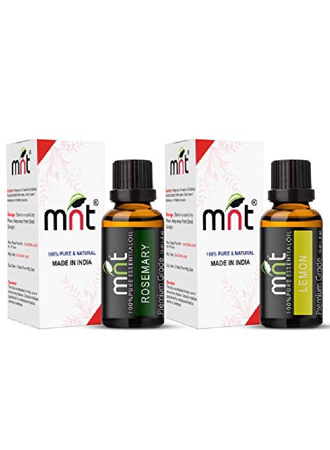 MNT Combo of Rosemary Oil and lemon Essential Oil (Each 15ML) Ideal for use in Hair loss Treatment Promotes Hair Growth Moisturizes Skin Health Benefit Massage - Image 3