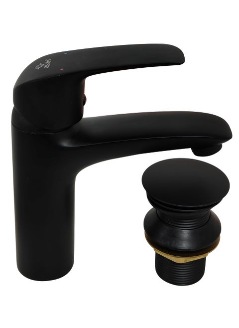 RACO Asahi Basin Taps Brass Basin Mixer Taps Black Basin Faucet Comes with Two 60Cm Flexible Hoses and Pop Up Waste, The Most Complete Package Easy Installation, Matte Black