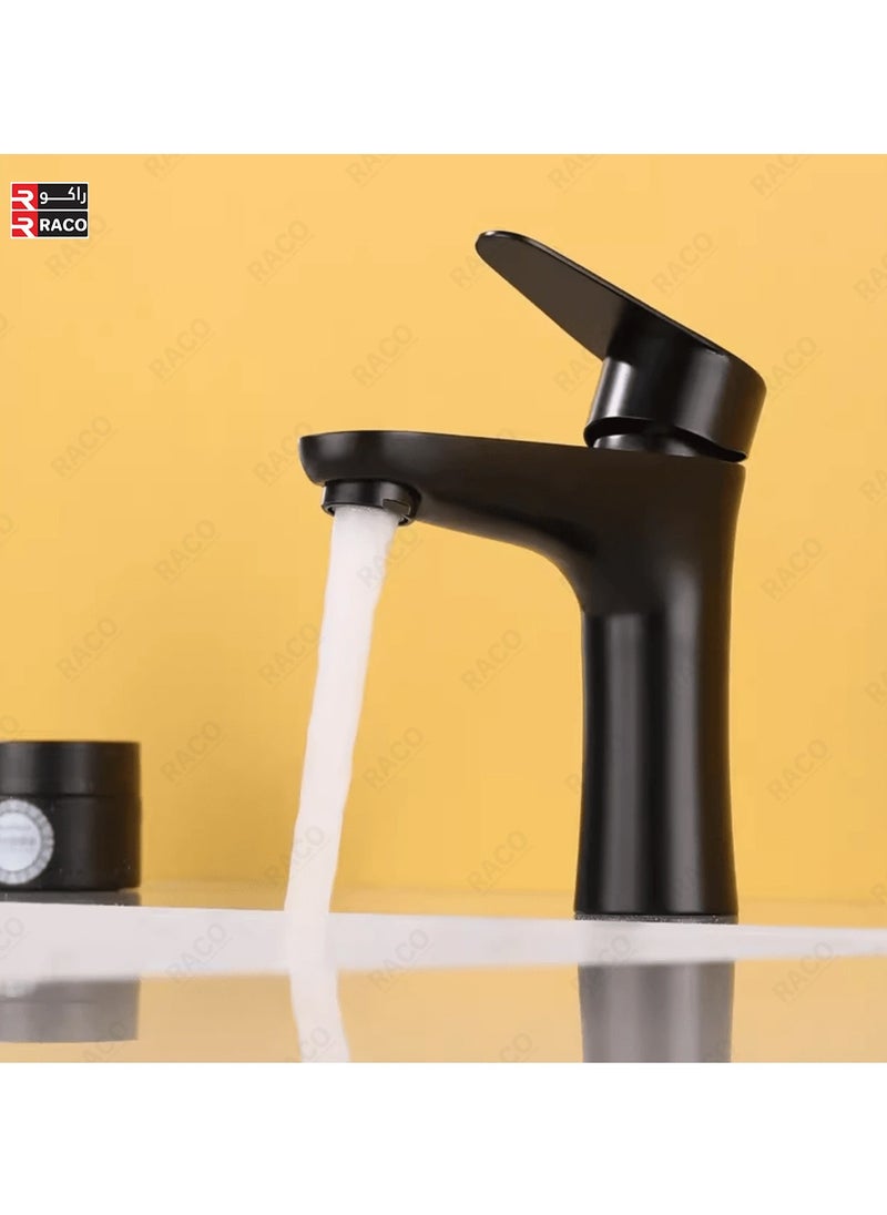RACO - RACO Asahi Basin Taps Brass Basin Mixer Taps Black Basin Faucet Comes with Two 60Cm Flexible Hoses and Pop Up Waste, The Most Complete Package Easy Installation, Matte Black - Image 1