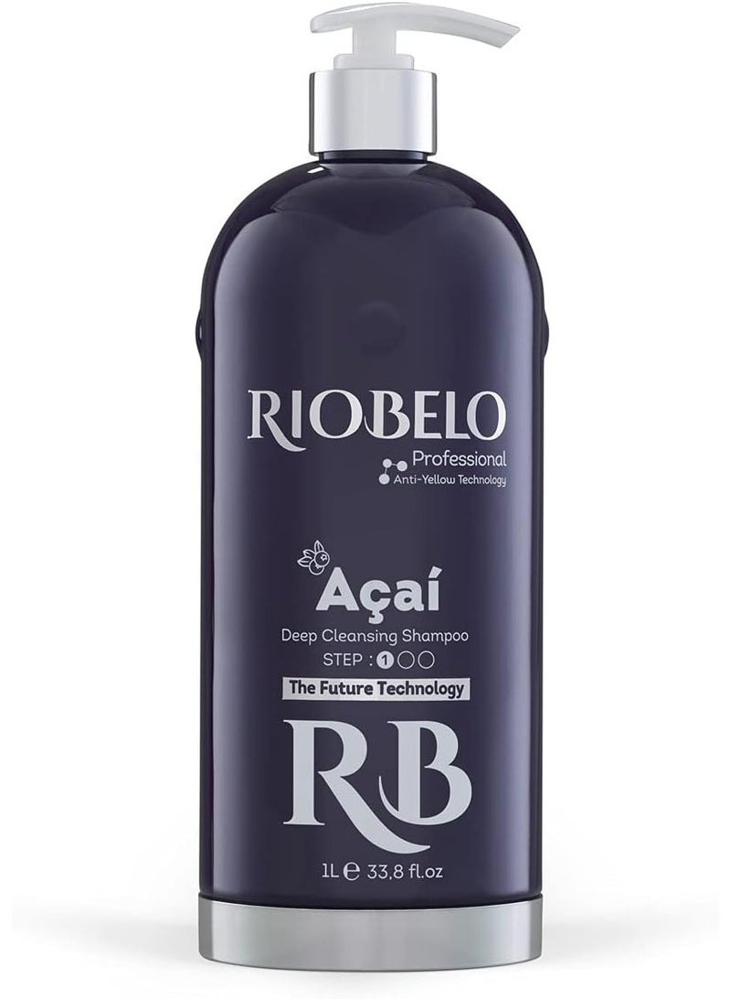 RIOBELO Hair Protein, Açaí Protein Treatment for Hair, Brazilian Protein Hair Kit for Blond & Dyed Hair by RIOBELO Professional Real, 1L - 3 Steps Home Care Kit - Image 2