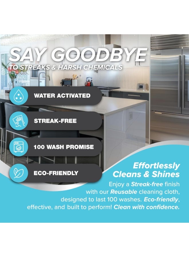 LifeProof Lifeproof Streakless Microfiber Eco Cleaning Cloth Set - Effortlessly Cleans Stainless, Glass & Stone with Only Water - 3 Pack Set - Image 3