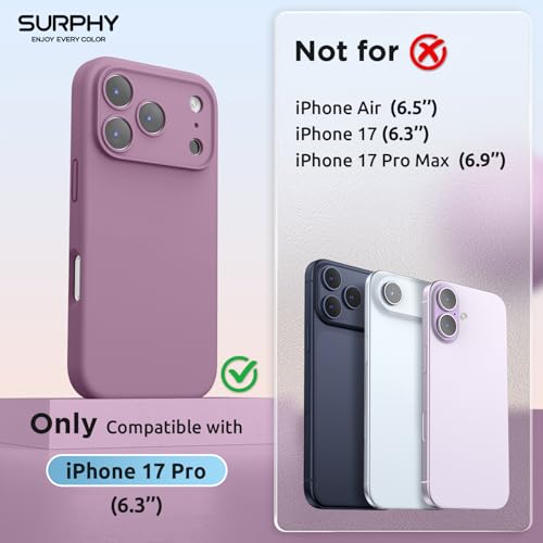 SURPHY Case for iPhone 17 Pro Case Compatible with MagSafe 63 inch 2025 Liquid Silicone 17 Pro Phone Cases Whit Soft Microfiber Lining Lilac Purple - Image 3