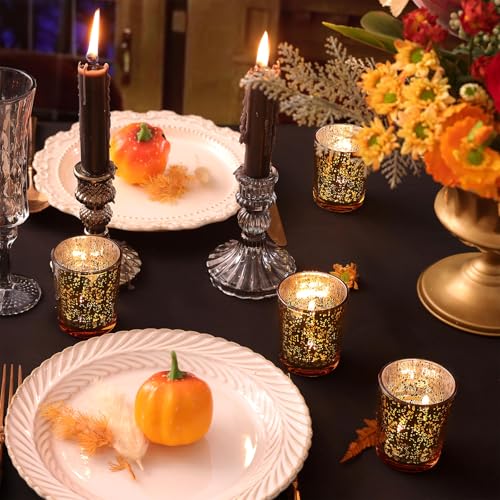 Volens Gold Votive Candle Holders, Mercury Glass Tealight Candle Holder Set of 12 - Image 5