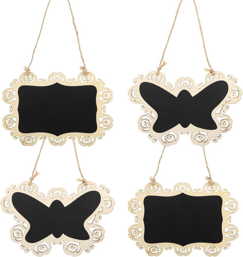 Healifty 4pcs Hanging Chalkboard Set 10x15cm Hollow Lace Edge Erasable Message Signs for Home Office Kitchen Wall Decor - Image 1