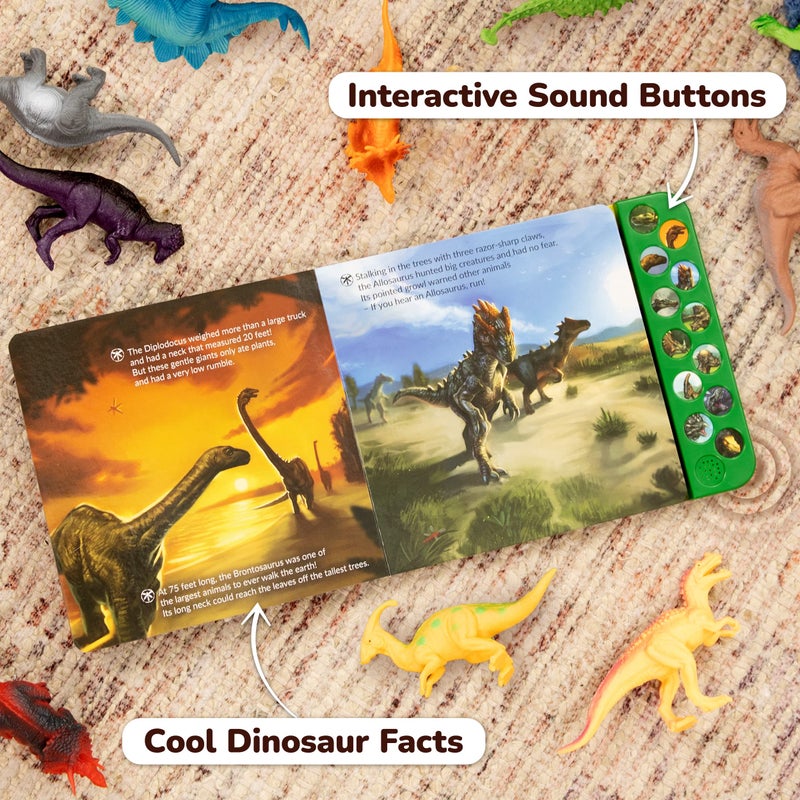 Li'l-Gen Dinosaur Toys for Boys and Girls - 12 Realistic 7-Inch Dinosaur Figures with Interactive Sound Book - Includes Play Mat, Trees, Rocks, Fossils, and More - Educational Toys for Kids Ages 3-5 - Image 4