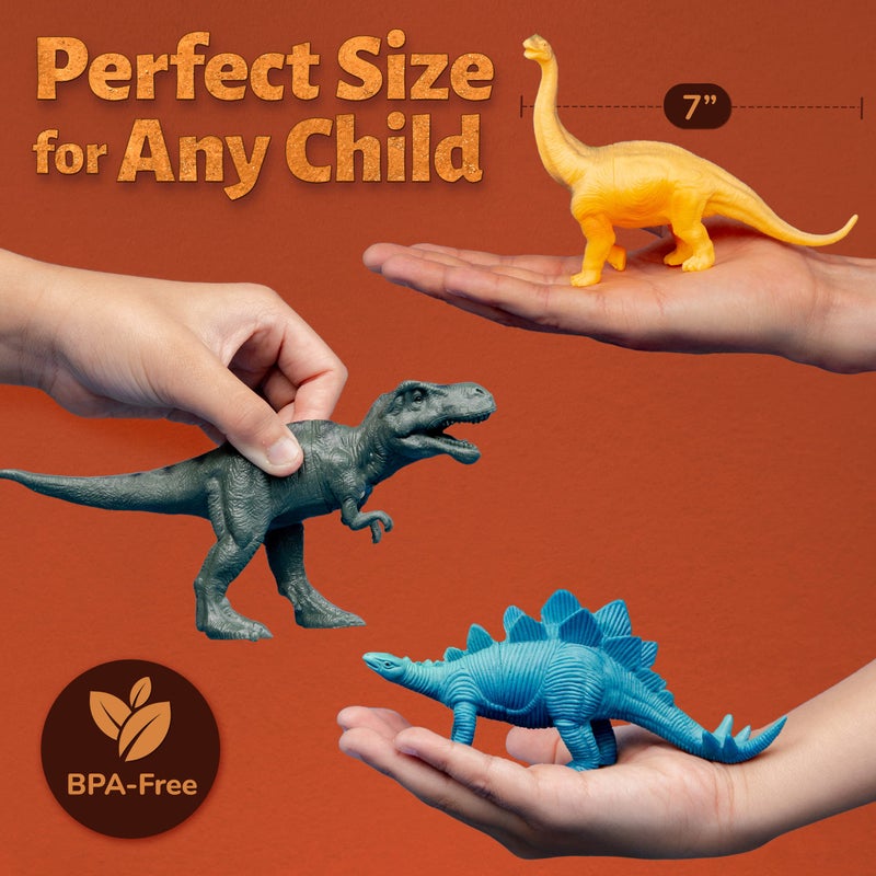 Li'l-Gen Dinosaur Toys for Boys and Girls - 12 Realistic 7-Inch Dinosaur Figures with Interactive Sound Book - Includes Play Mat, Trees, Rocks, Fossils, and More - Educational Toys for Kids Ages 3-5 - Image 5