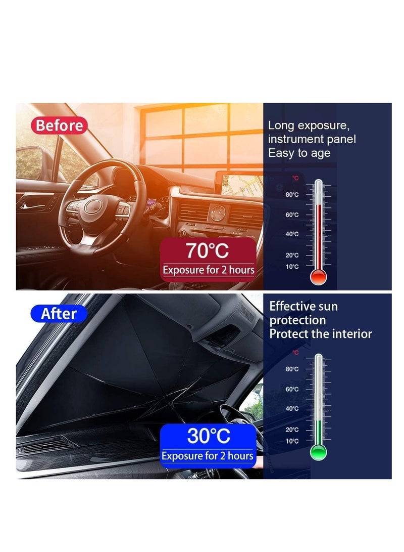 Car Windshield Sun Shade Umbrella Car Umbrella For Windshied Sun Protection Foldable Car Sunshades Reflect And Protect Vehicle From UV Sun And Heat - Image 3