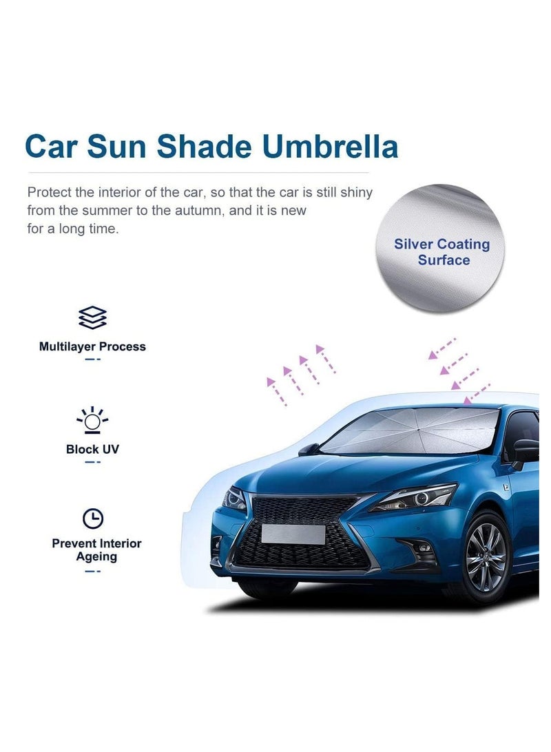 Car Windshield Sun Shade Umbrella Car Umbrella For Windshied Sun Protection Foldable Car Sunshades Reflect And Protect Vehicle From UV Sun And Heat - Image 2