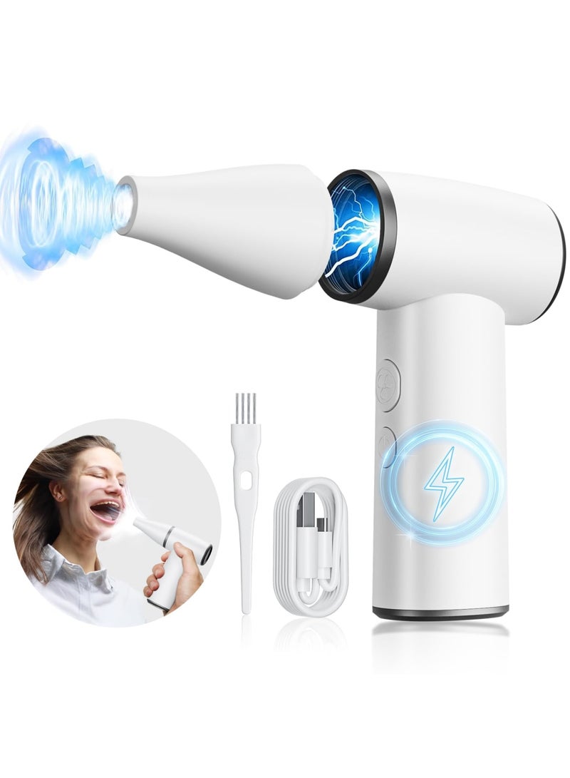 Barakah منفاخ هواء مضغوط، منفاخ هواء كهربائي لاسلكي مع 4 أوضاع سرعة، تنظيف معزز بسرعة 100000 دورة في الدقيقة، بطارية قابلة للشحن بسعة 3300 مللي أمبير، منفاخ جاف من الجيل الجديد لتنظيف لوحات مفاتيح الكمبيوتر وتنظيف السيارات، أبيض - Image 1