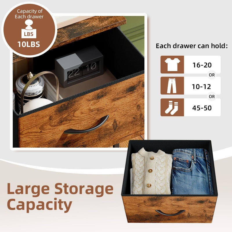 Somdot Tall Dresser for Bedroom with 5 Drawers, Storage Organizer Chest of Drawers with Removable Fabric Bins for Closet Bedside Living Room Laundry Entryway Hallway, Wood Grain Print - Image 5