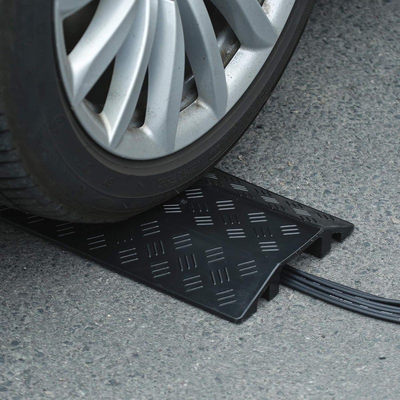 anbotek Medium 2 Pack - Floor Cord Cover Cord Protector Drop Over Drop Trak Cable Ramp for Office Warehouse - Black - Image 5