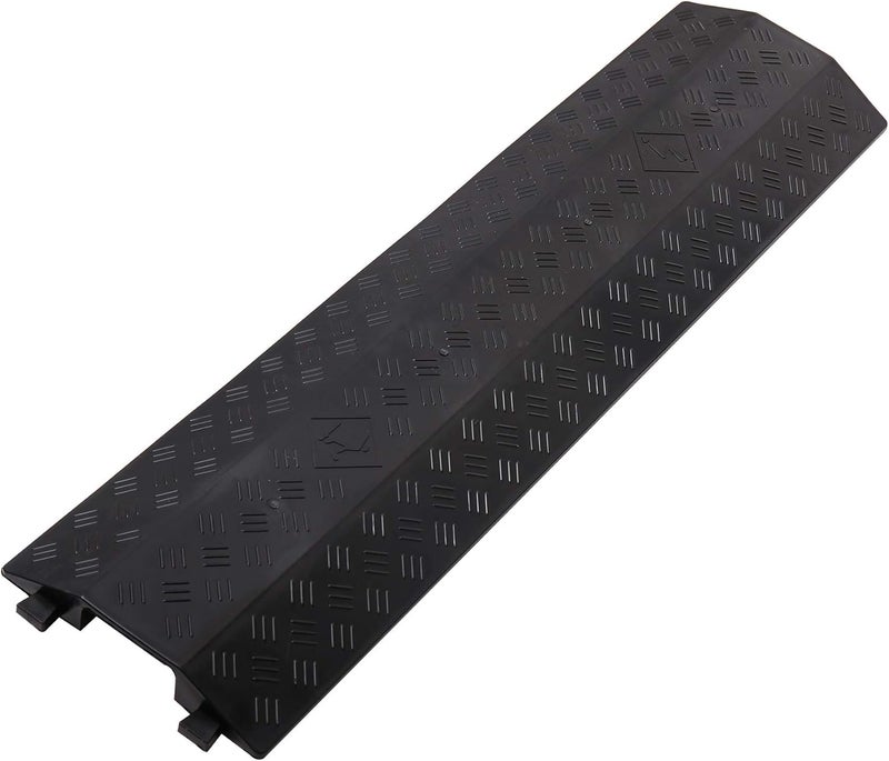 anbotek Medium 2 Pack - Floor Cord Cover Cord Protector Drop Over Drop Trak Cable Ramp for Office Warehouse - Black - Image 1