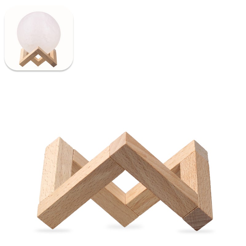 Moon Light Stand: Large Size Solid Wood Durable Wear-Resistant - Detachable Easy-To-Install Light Holder for Desktop Decoration & Night Use - Image 1