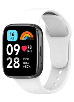 Generic Silicone Strap for Xiaomi Redmi Watch 3 SmartWatch Wristbands Bracelet Strap Replacement WristBand Accessories (White) 