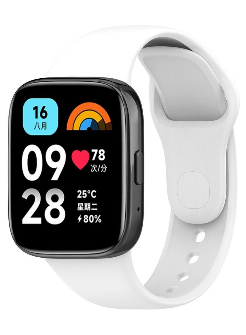 Silicone Strap for Xiaomi Redmi Watch 3 SmartWatch Wristbands Bracelet Strap Replacement WristBand Accessories (White)