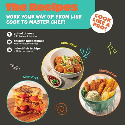 MasterChef Junior Cooking Essentials Set - 9 Pc. Kit Includes Recipes, Apron, Cutting Board, Mixing Bowl, Measure Cups, Spoons, Homemade Holiday Gifts - Image 4