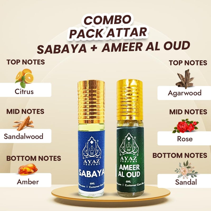 AYAZ Sabaya Ameer Al Oud Perfume Attar Unisex Longlasting Fragrance Premium Oud Floral Blend AlcoholFree Rich Arabian Scent for Men Women Pure and Natural - Image 2