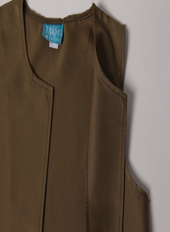 Making Believe Boys Long Colonial Costume Vest (Medium 8-10, Olive/Khaki) - Image 5