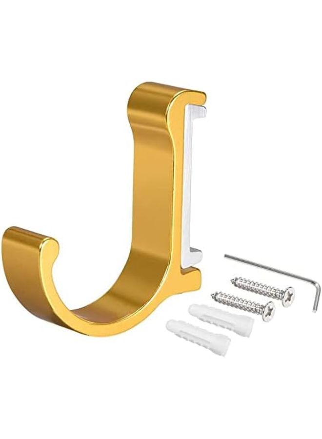 Golden Aluminum Alloy Single Wall Mounted Hook Towel Hanger with Screws - Image 1