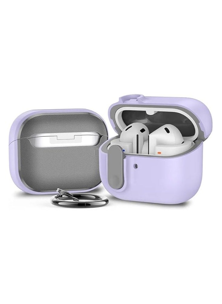 Generic - Design Modern Lock Case for Galaxy Buds 3 & Galaxy Buds 3 Pro (2024), Samsung Galaxy Buds 3 / Buds 3 Pro Secure Cute Protective Cover (Light Purple) - Image 1