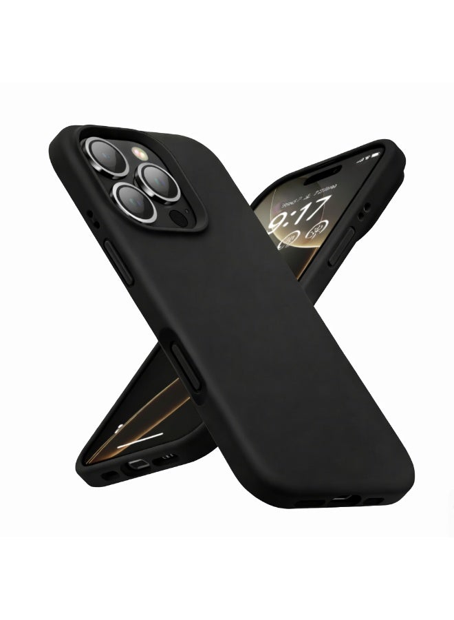 iphone 16 Pro Liquid Gel Silicone - Protective Cover with Microfiber Interior, Soft Silky Touch, Anti-Scratch, Thin Shockproof Cover - Black Color