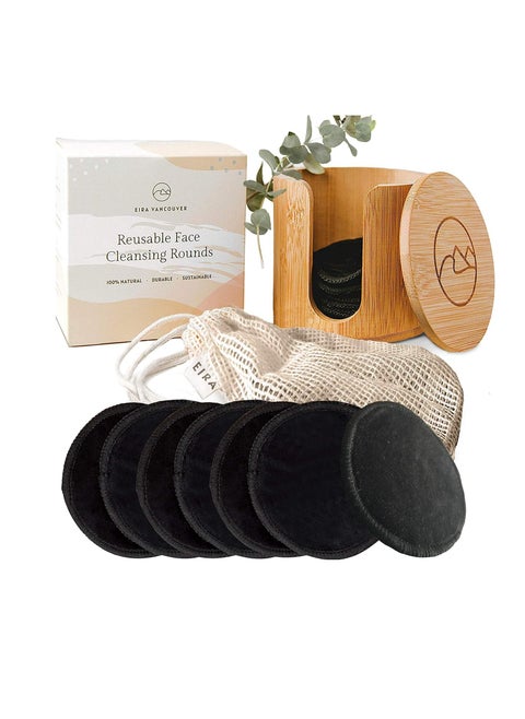 Eira's Reusable Makeup Remover Pads | With Washable Laundry Bag | Zero Waste Facial Round | Soft Reusable Face Pad | Large Bamboo Cotton Rounds for Toner | Bamboo Holder For Storage of Cleansing Wipes