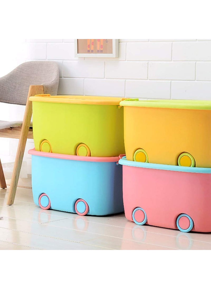 Ash & Roh Ash & Roh® - Multi Functional Plastic Stackable Organizer Storage Box with Lid And Wheels for Kids Toys (Multicolour) (Pack Of - 2)  - Image 3
