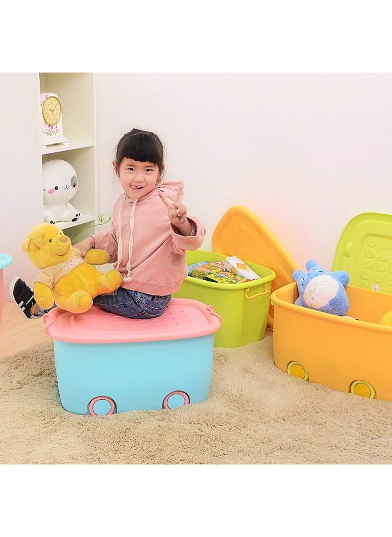 Ash & Roh Ash & Roh® - Multi Functional Plastic Stackable Organizer Storage Box with Lid And Wheels for Kids Toys (Multicolour) (Pack Of - 2)  - Image 5