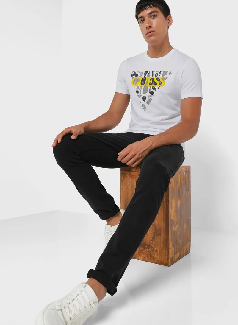 GUESS Logo Crew Neck T-Shirt