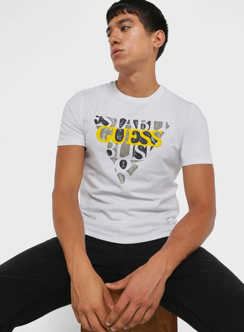 GUESS Logo Crew Neck T-Shirt